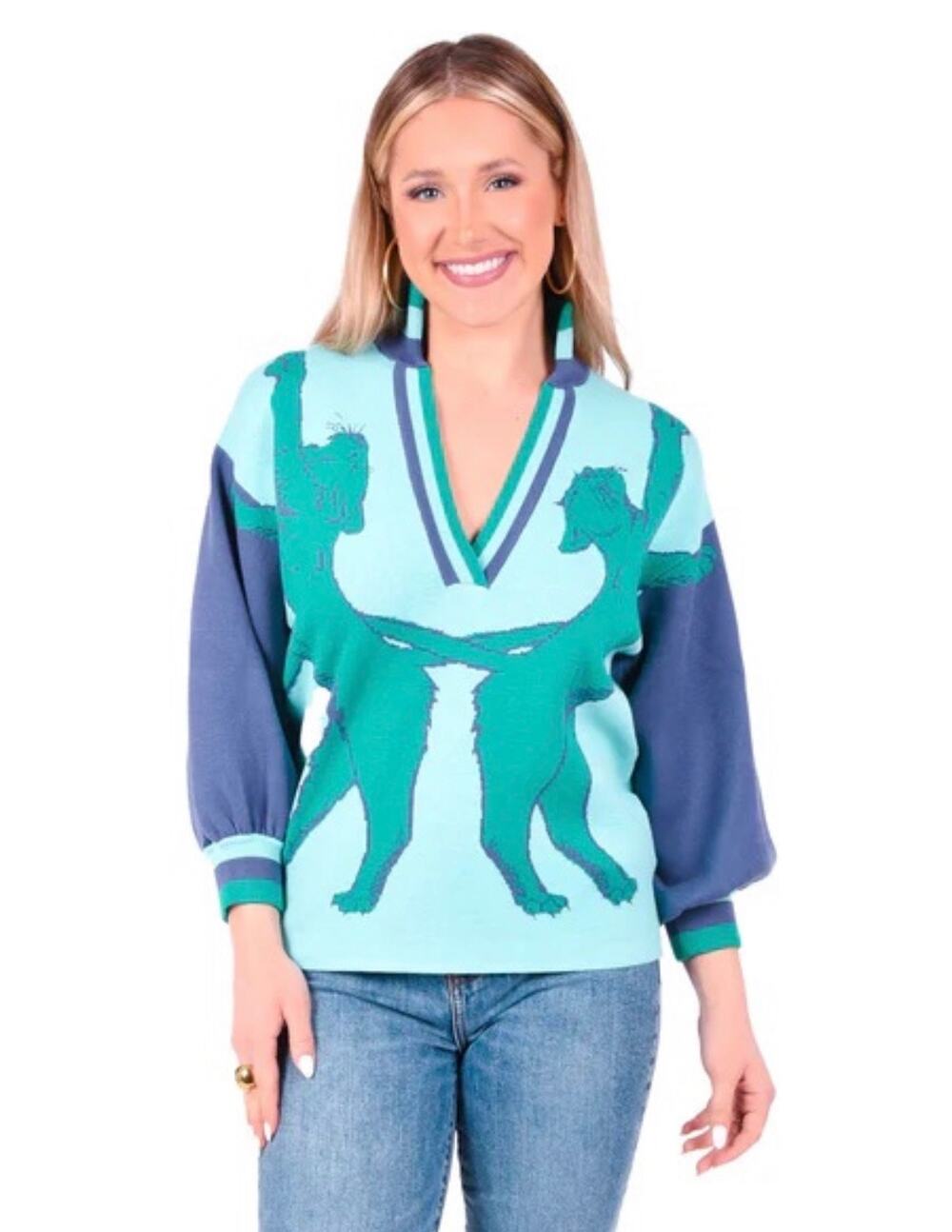 EMILY MCCARTHY Lioness Lolli Sweater Green Blue Size XXL